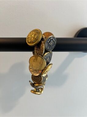 Gold Button Charm Bracelet - Women Accessories